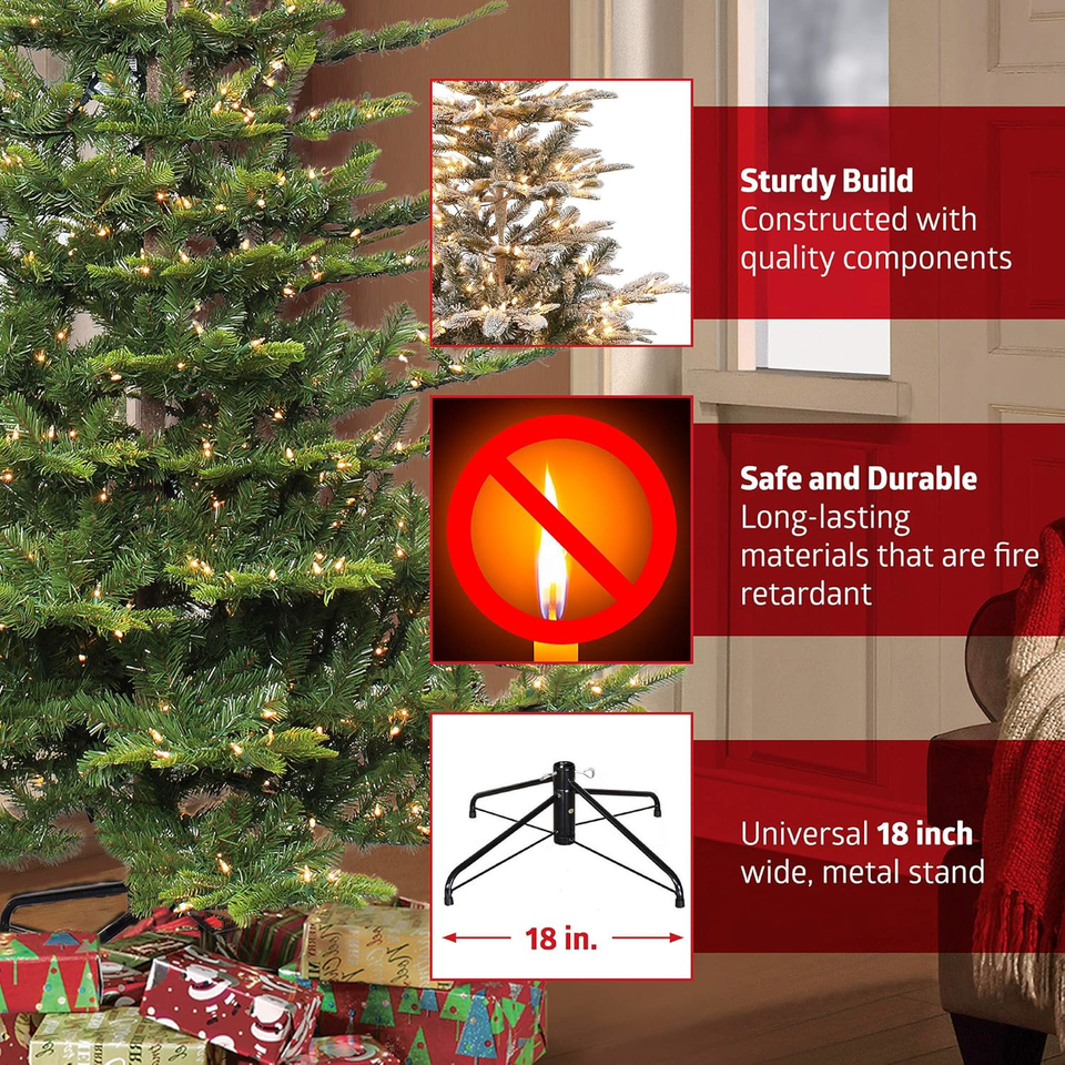 Puleo International PreLit Slim Fraser Fir Artificial Christmas Tree