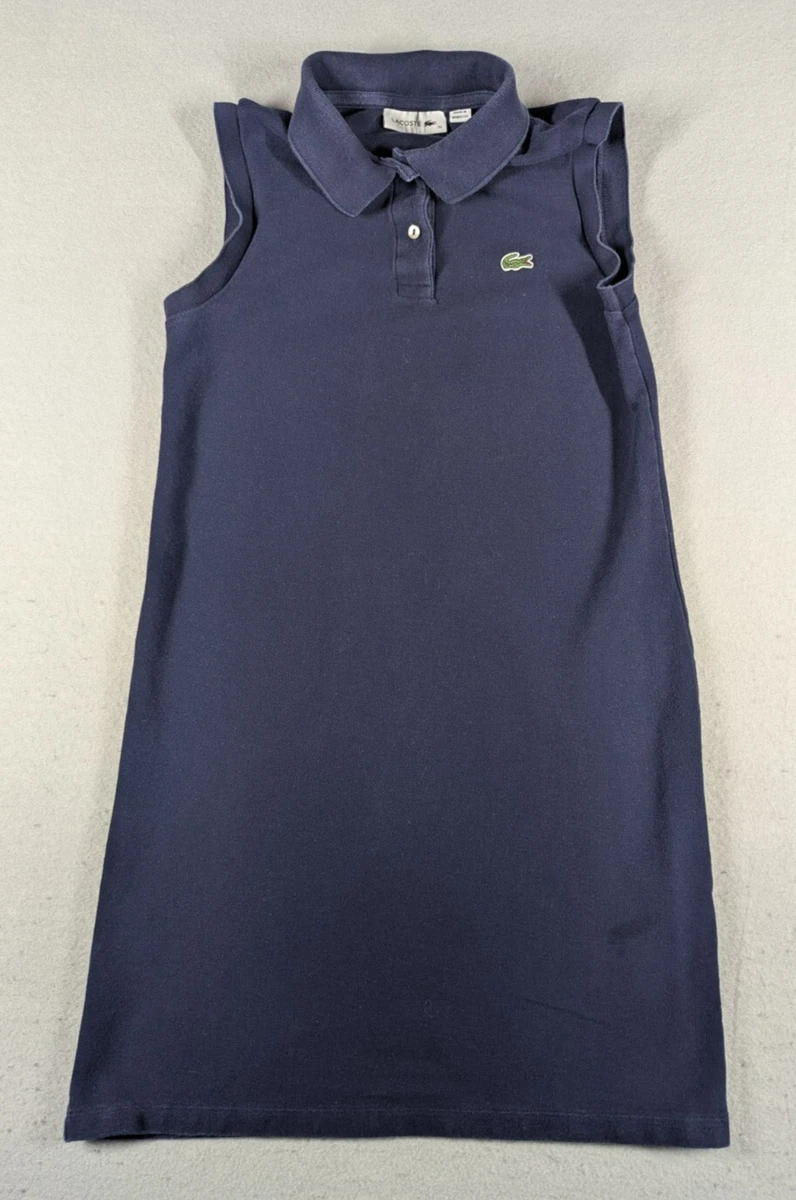 knee length dresses for ladies Ladies Lacoste Monogram Jacquard Dress Navy Blue/White