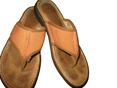 UGG Australia Flip Flops Womens 8 Coral Seafoam Leather Sandals Sherpa Fur  Lined | eBay UK