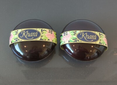 2- Vintage Khara Max Factor Vintage Perfume Bath Powder Hollywood,California 4oz