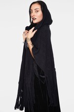 Jawbreaker Sacred Raven Hooded Cape Xs S M L Xl Xxl Black Fringe Rock Chic
