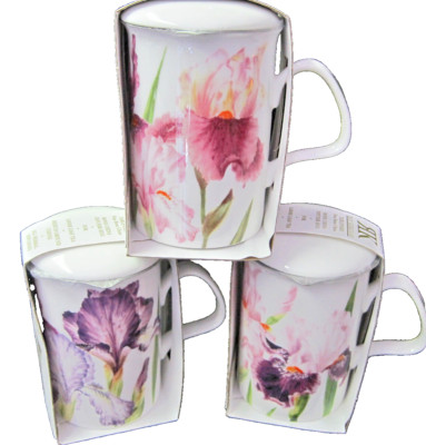3 IRIS Infuser mugs Fine Bone China Made in England Roy Kirkham 10oz NEW