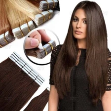 8A Seamless Tape In Pu Skin Weft Remy Human Hair Extensions 16-26Inch blonde    