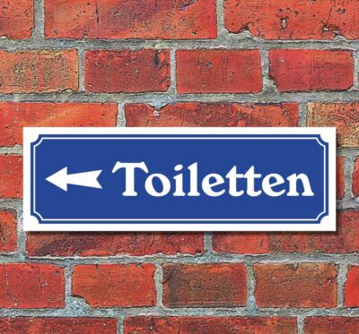 Schild im Straßenschild-Design ''Toiletten links'' 30 x10 cm Alu-Verbund