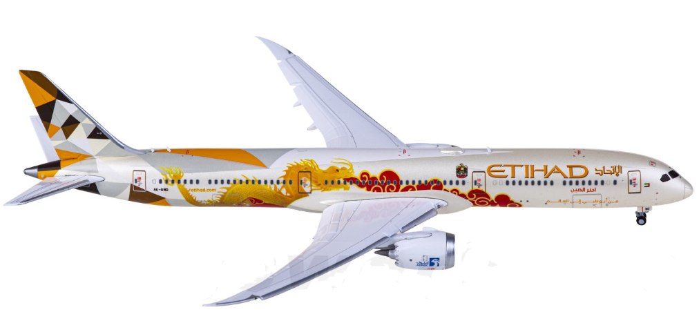 1:400 JC Wings ETIHAD BOEING 787-10 Passenger Airplane Flap Down