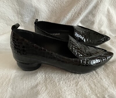 Jeffrey Campbell Viona Pointed Croc Embossed Leather Loafer W/Heel