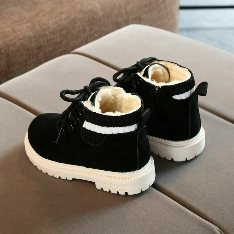 Toddler Kids Girls Baby Boy Winter Warm Boots Lace Up Shoes Short Ankle Booties - Image 3 of 4
