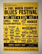JOHN LEE HOOKER SUGAR PIE DESANTO Original 1981 Marin Blues Festival Poster