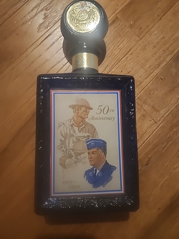 1969 American Legion J.W. Dant 50th Anniversary Empty Whiskey Decanter