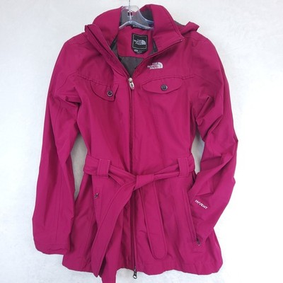 The North Face Women's K Jacket Magenta Pink Size Medium Rain Coat Waist Tie 