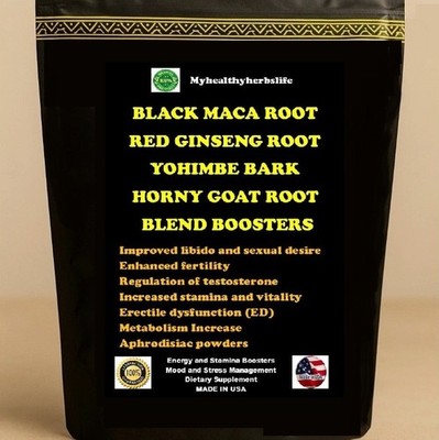 Maca Root, Yohimbe bark, Ginseng Root & Horny Weed Strongest Powder Blends - USA