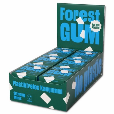 (69,36 /1kg) Forest Gum Strong Mint, plastikfreies Kaugummi, 18 Packungen je 20g