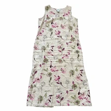 Style&Co 100% Linen Maxi Dress 12P Floral Lagenlook Prairie Peasant Cottagecore