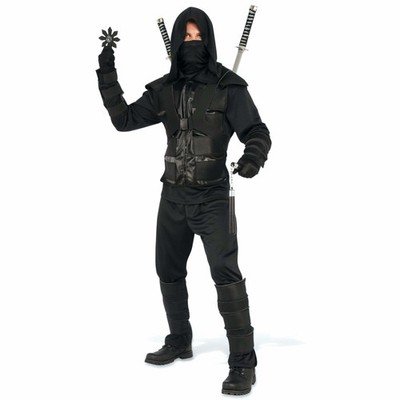 Dark Ninja Deluxe Stealth japanischer Kämpfer Krieger Kampfkunst Herren Kostüm XL