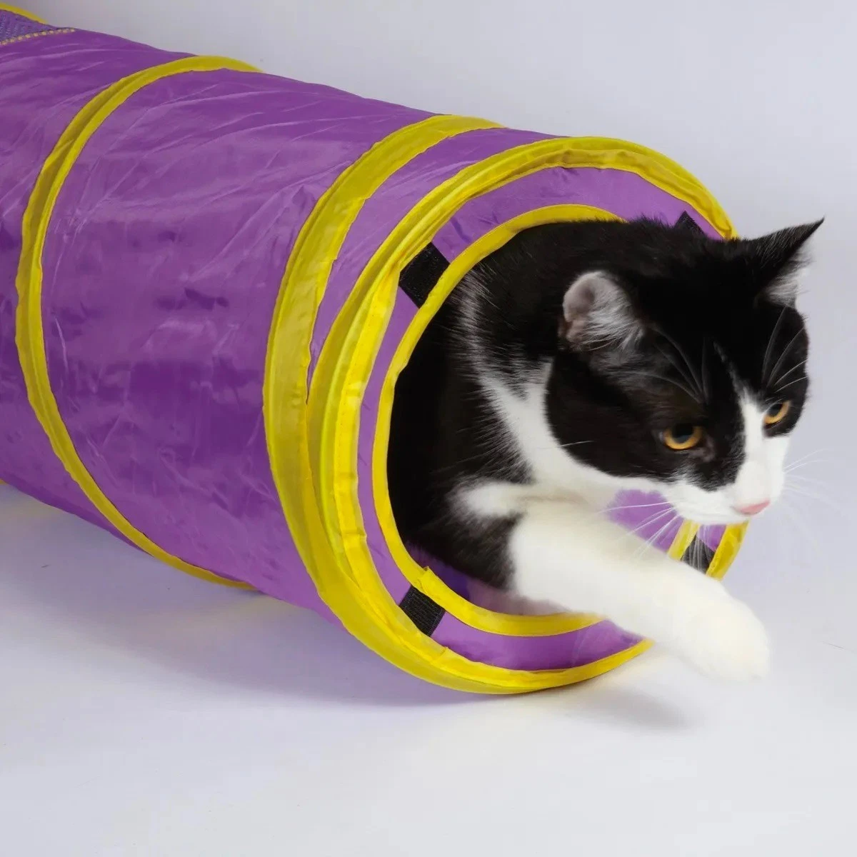 Cat Play Tunnel Tube Crinkle Fabric Spring expands to 33" Collapse Stores at 1"