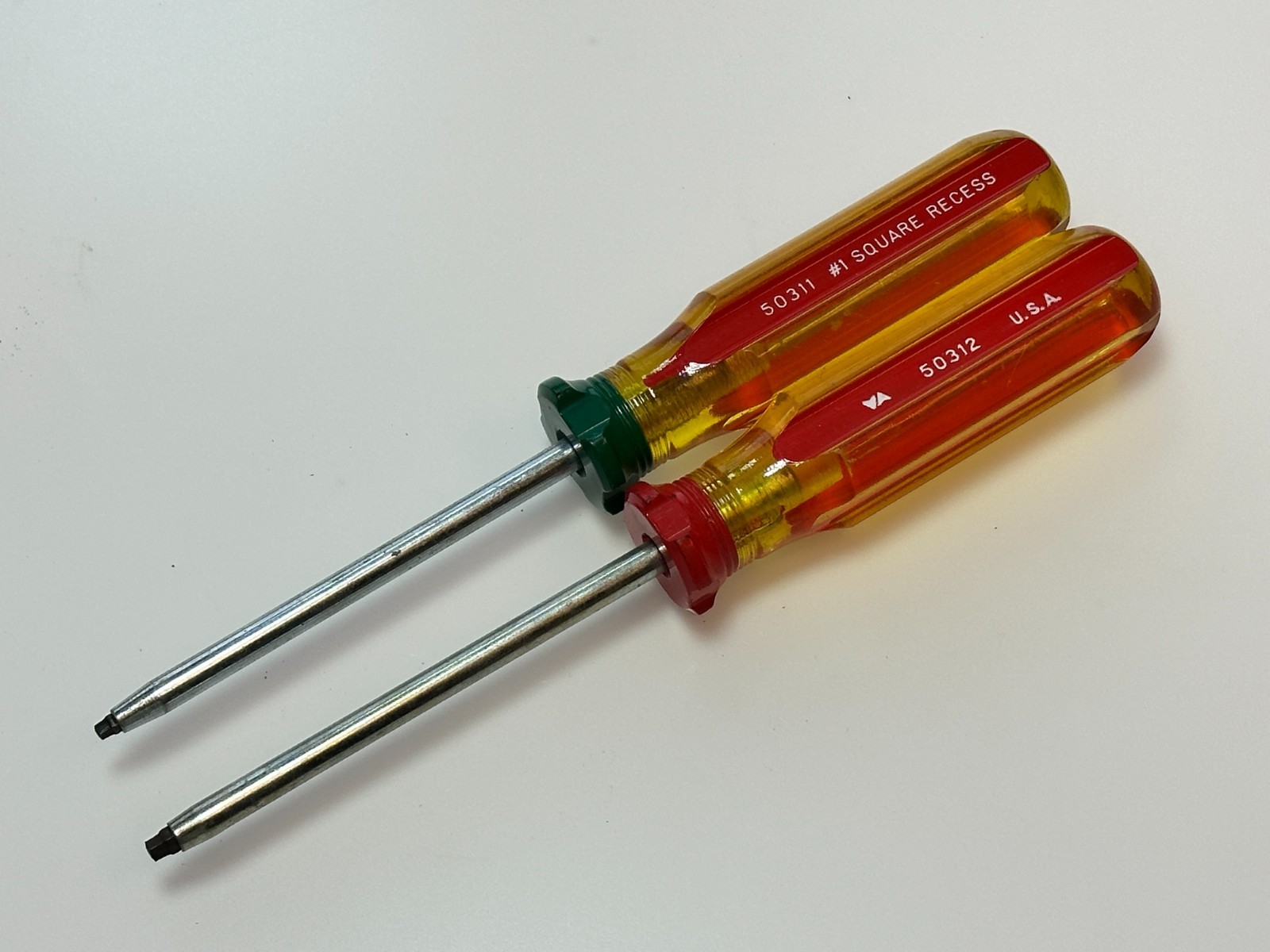 NOS Vermont American USA 2pc #1 & #2 Square Recess Screwdriver Set, 50311, 50312