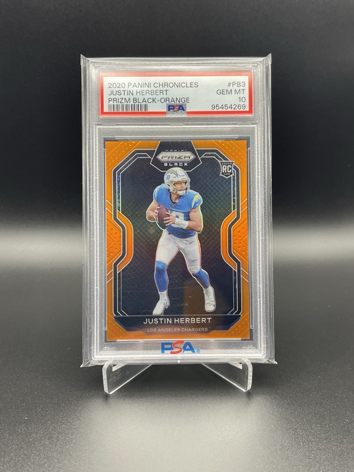 Justin Herbert Panini Chronicles Prizm Black #PB3 Orange