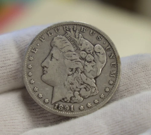 1891 CC US Morgan Silver Dollar $1 Fine (Scratch)