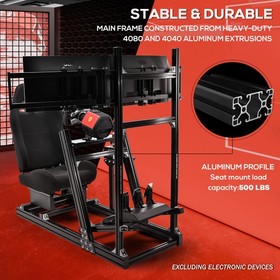 Supllueer 4080 Aluminum Racing Simulator Cockpit With Triple Monitor Mount &Seat