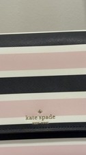 Kate Spade New York Striped Shoulder Bag Pink Black White Gold Hardware Women