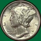 1930 Mercury Dime Uncirculated UNC Coin, Cleaning #36649