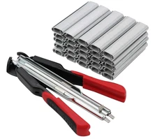 Spring-Loaded Hog Ring Pliers Kit with 2500 Rings for Fencing & Cages
