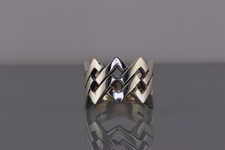 Sterling Silver 15mm Interlocking Squares Openwork Solid Band Ring 925 Sz: 8