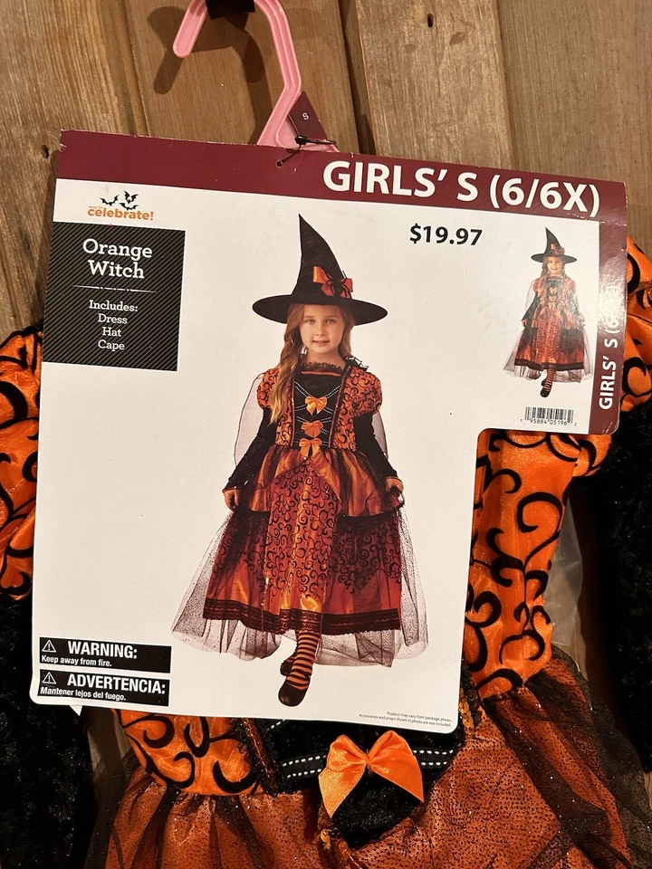 Way To Celebrate Orange Witch Costume Size Small 6-6X New Girls Dress - Image 2 of 4