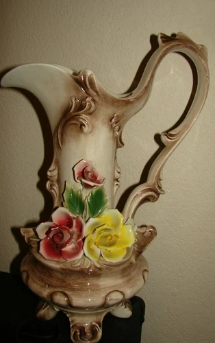 Capodimonte Exquisite Vintage Porcelain Large pitcher vase 15 3/4" TALL - Picture 1 of 6