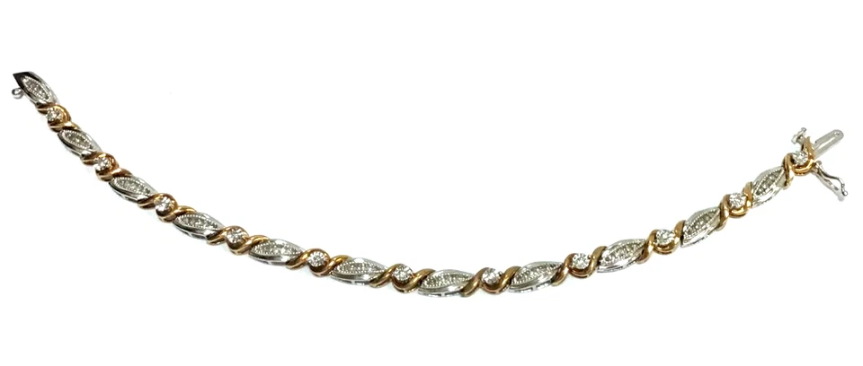 MA3) Ladies 10k Two-Tone Gold 9.7g Diamond 0.50TCW Tennis Bracelet - Size 7.5" - Image 4 of 4