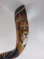 Kudu Yemenite Shofar Horn Kosher Polished Israel 40"-42" Hand Painted Lion + bag