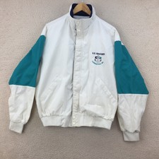 Dunbrooke Vintage White Polyester/cotton Bomber Jacket Women Size Uk Large