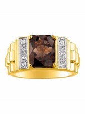 Natural Smoky Quartz Gemstone with Gold Plated 925 Sterling Silver Ring 1461