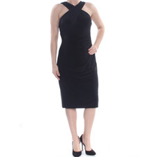 LAUREN RALPH LAUREN Black Darted Crisscross Straps Sheath Dress, 8
