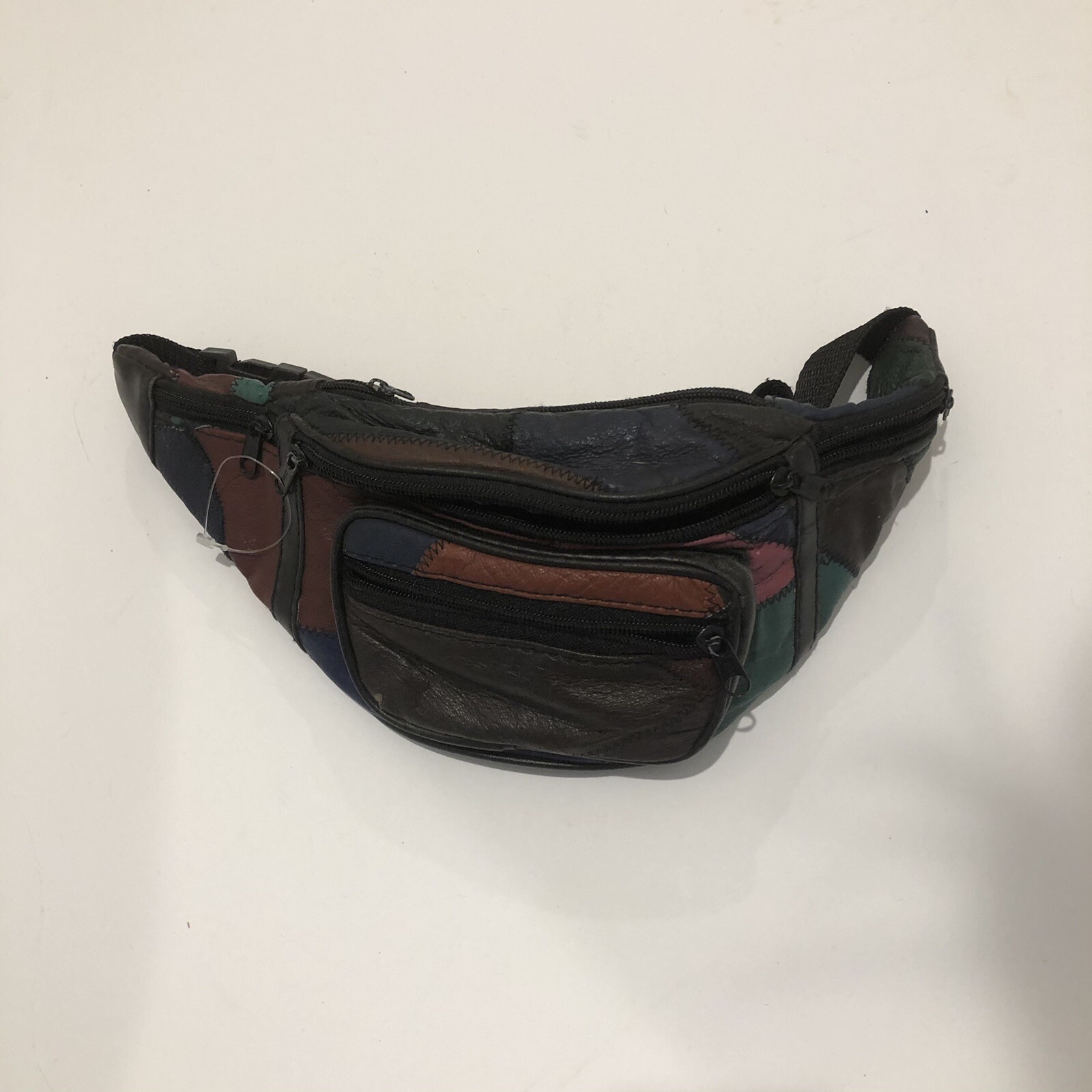 Patchwork Leather Boho Fanny Pack Multi Colored B… - image 1