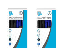 12 Black Blue Ballpoint Pens Soft Rubber Grip Retractable Office Home School