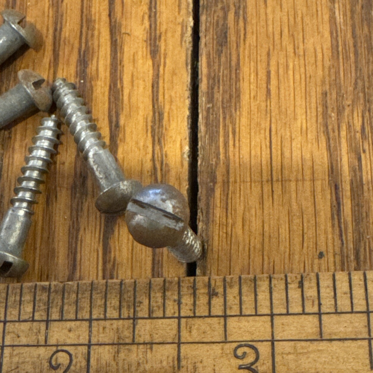 Antique # 9 X 1” Wood Screws Slotted Round Head Steel Plain Free Shipping