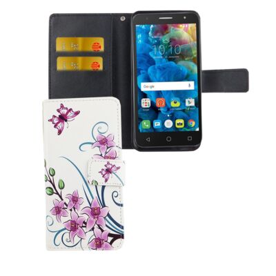 Handyhülle Schutz Case für Alcatel Pop 4 Cover Tasche Wallet Etui Handyhülle