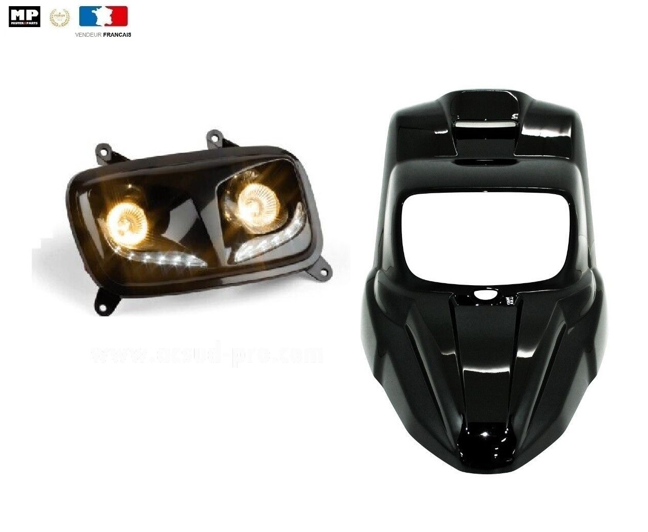 Coque avant double halogène LED Booster BWS noir 2004-2016