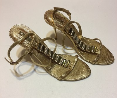 Sandalias color dorado para mujer con punteras abiertas. | eBay