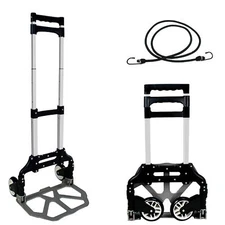 176 lbs Folding Aluminium Cart Luggage Trolley Hand Truck with Black Bungee Cord