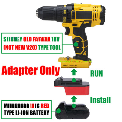 1 Adapter for Milwaukee M18 Battery, Fits Stanley Old FATMAX 18V (NOT V-20) Tool
