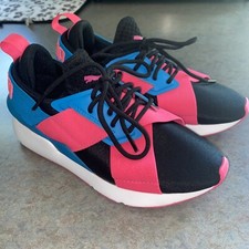 PUMA Youth Kids Muse Jr Lace Up Athletic Sneakers Black Pink Blue Sz. 4c Ignite