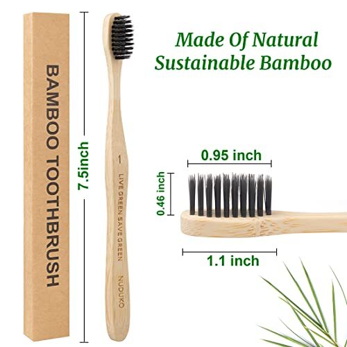 Bambuskohle Zahnbürste extra weiche Borsten Naturzahnbürste 10er Pack - Bild 6 von 8