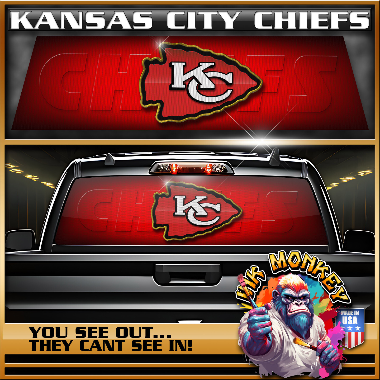 Kansas City Chiefs Truck Rear Window Graphic Wrap Back Glass Graphics