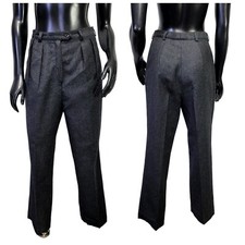 Vintage 90s Giorgio Sant Angelo Womens Grey Wool Pleated Waist Slacks Trousers