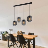 Pendelleuchte HäNgelampe Esstischleuchte Industrial Gitter 4 Flammig Schwarz