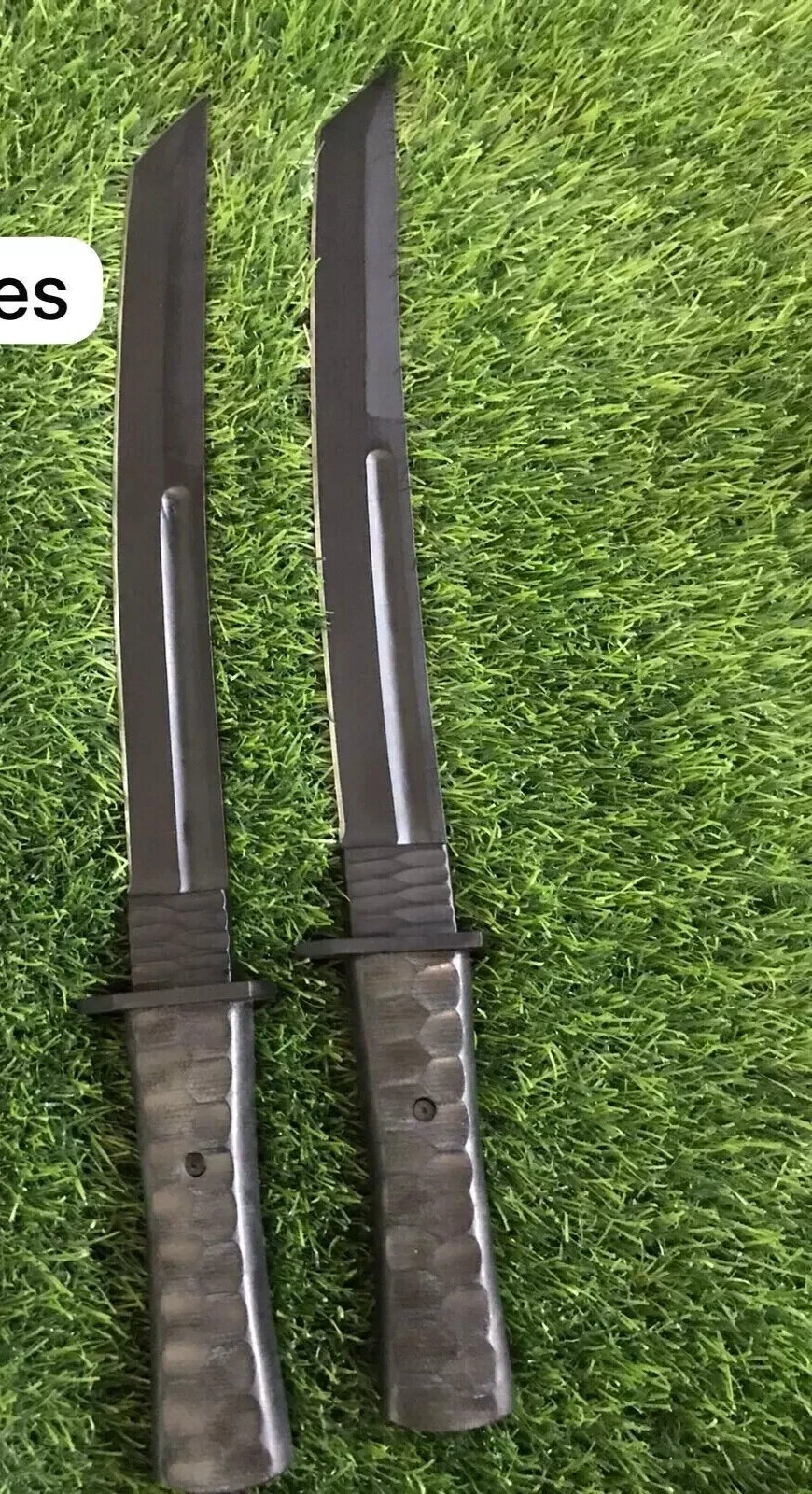 Set of 2Pcs Custom Handmade Carbon Steel Hunting Tanto Knife Camping W/Sheath