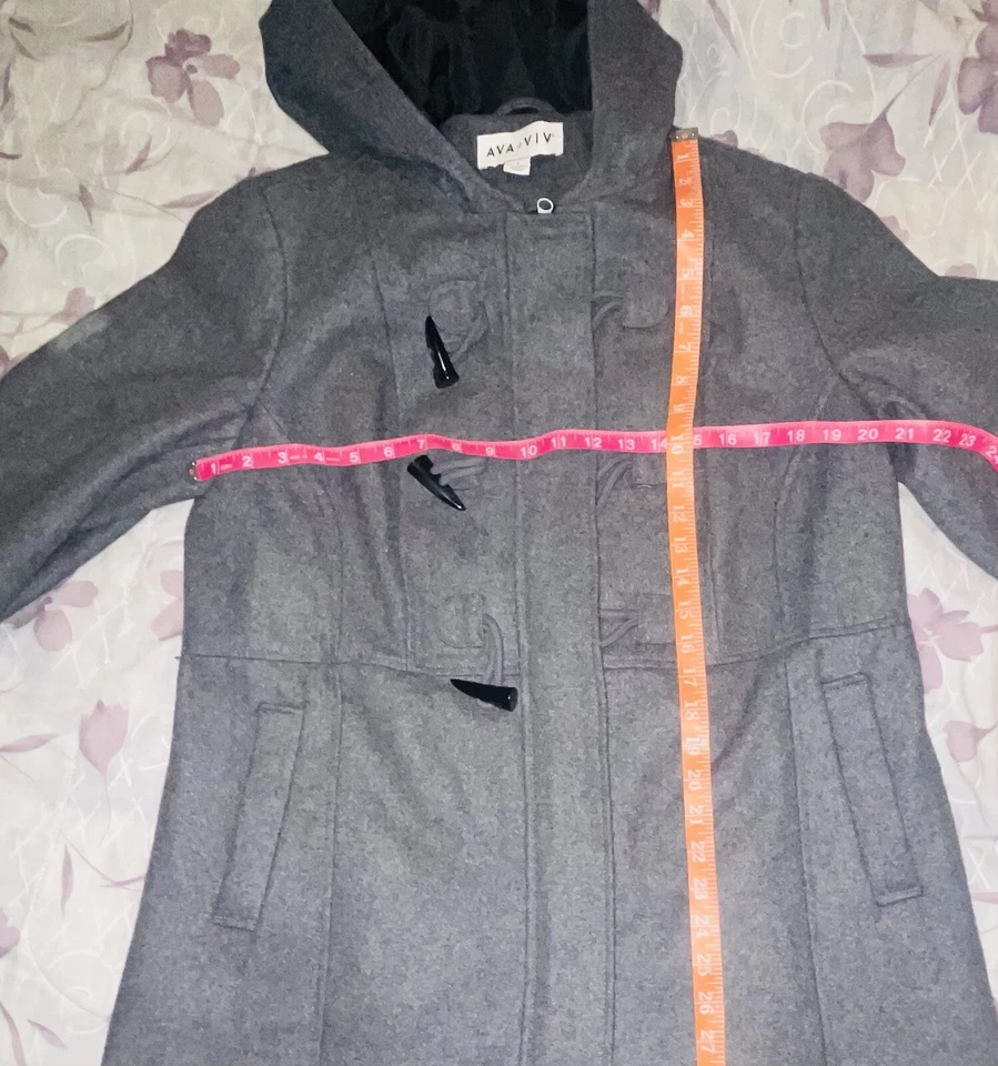 Ava & Viv Women’s Gray Wool Blend Hooded Lined Dress Coat Size 1X EC - Image 4 of 4