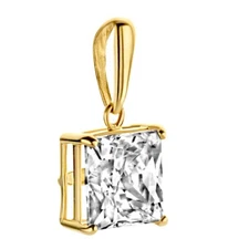 585 REAL GOLD *** SMALL Plain Cubic Zirconia Square Pendant 6mm